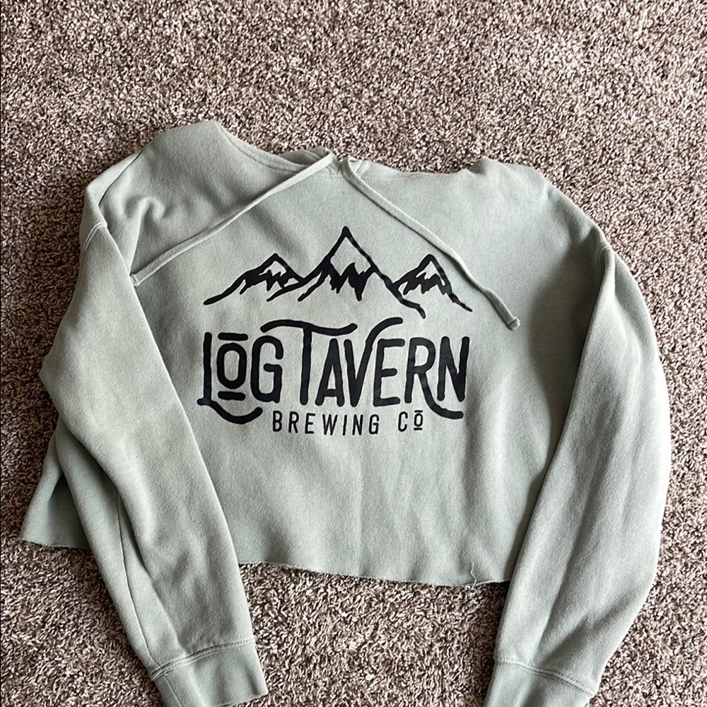 Women's Green Cropped Sweatshirt